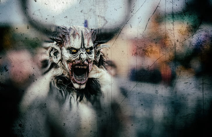 Dämon, Teufel, Grunge, Maske, Hörner, HD-Hintergrundbild