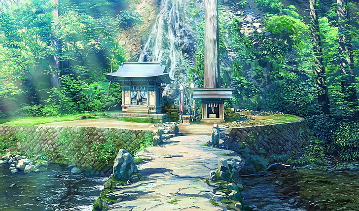 Japanese, rural, nature, anime, HD wallpaper