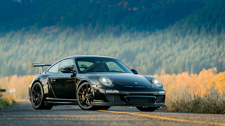 Porsche, Porsche 911 GT3, Siyah Araba, Araba, Coupé, Porsche 911 GT3 RS, Spor Araba, HD masaüstü duvar kağıdı