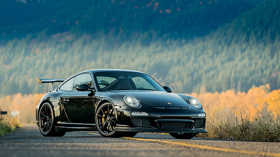 Porsche, Porsche 911 GT3, Siyah Araba, Araba, Coupé, Porsche 911 GT3 RS, Spor Araba, HD masaüstü duvar kağıdı HD wallpaper