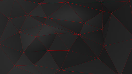 низкополигональная, красная, черная, черная лента, 3D, HD обои HD wallpaper