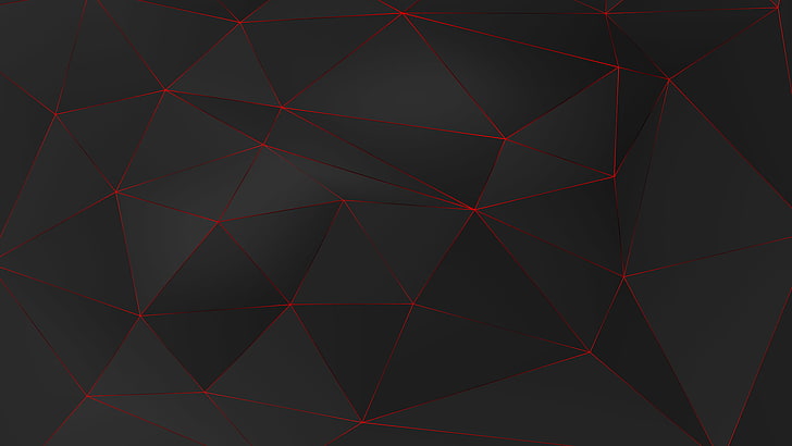 merah, pita hitam, 3D, hitam, poli rendah, Wallpaper HD