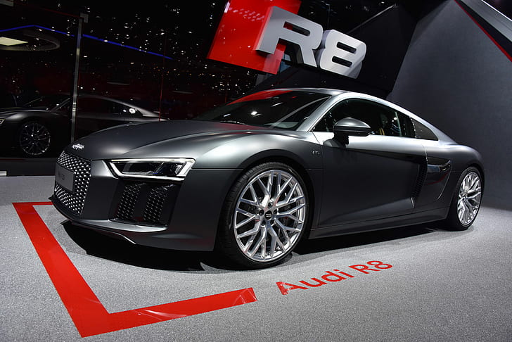Audi R8 e-tron, audi r8 v10 Женева, автомобил, HD тапет