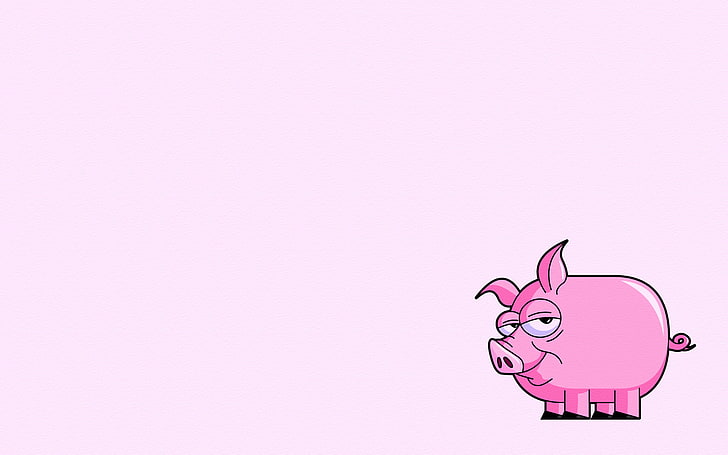 pink pig illustration, pink, minimalism, tail, pig, HD wallpaper