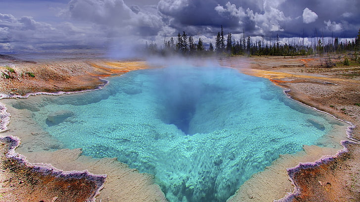 badan air, air, Taman Nasional Yellowstone, alam, lanskap, Wallpaper HD
