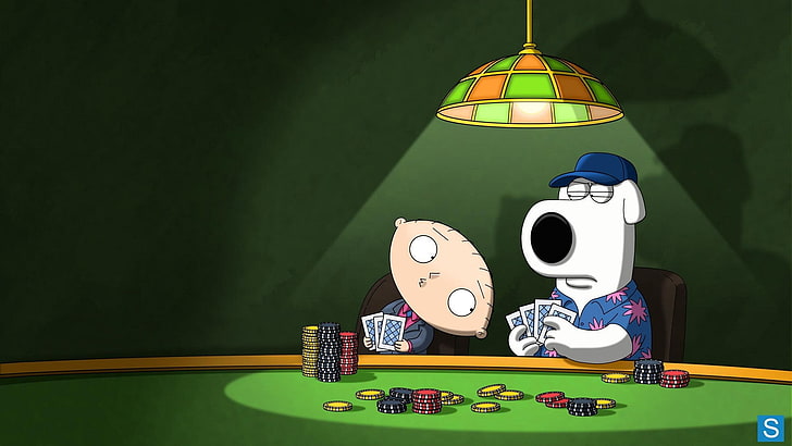 Family Guy illustration, dog, look, poker, stewie, brian, Family guy, HD wallpaper