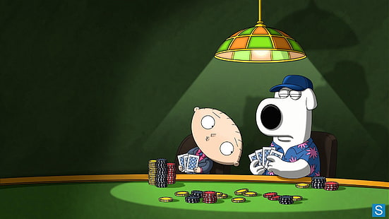 Family Guy Illustration, Hund, Aussehen, Poker, Stewie, Brian, Family Guy, HD-Hintergrundbild HD wallpaper