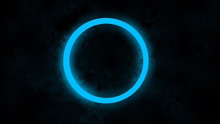 illustration de trou bleu rond, cercle, conception de sites web, œuvres d'art, art numérique, bleu, cyan, noir, fond noir, Fond d'écran HD