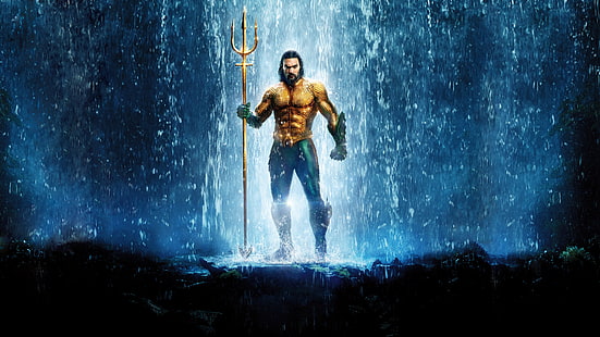 wodospad, Trident, Aquaman, Jason Momoa, Tapety HD HD wallpaper