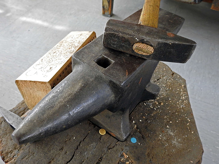 anvil, craft, forge, hammer, metal, tool, work, HD wallpaper