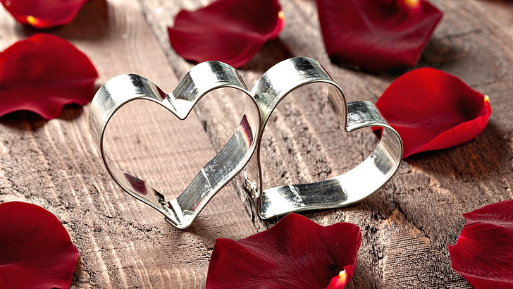 два декоративни елемента за сърце, роза, сърце, просто, любов, HD тапет