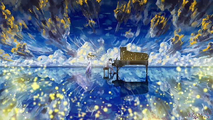 Anime, Your Lie in April, Cloud, Kaori Miyazono, Kousei Arima, Ocean,  Reflection, HD wallpaper | Wallpaperbetter