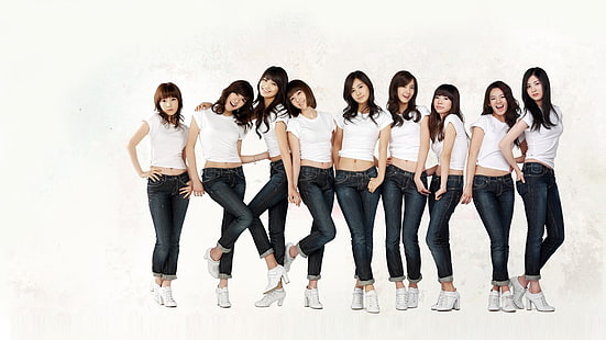 一致する白いシャツを着ている女性のグループ、SNSD、少女時代、ティファニー・ファン、キム・テヨン、ソヒョン、ジェシカ・ジョン、キム・ヒョヨン、チェ・スヨン、クォン・ユリ、イム・ユナ、サニー、アジア、韓国、 HDデスクトップの壁紙 HD wallpaper
