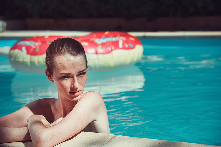 swimming pool, women, model, HD wallpaper