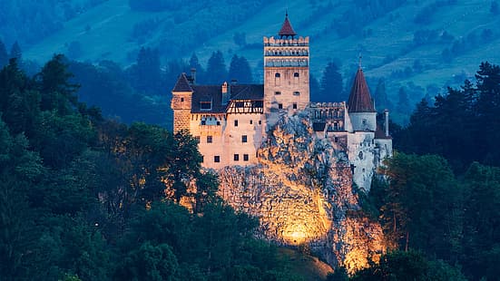 castillo, arquitectura, fortaleza, castillo de Bran, Rumania, Fondo de pantalla HD HD wallpaper