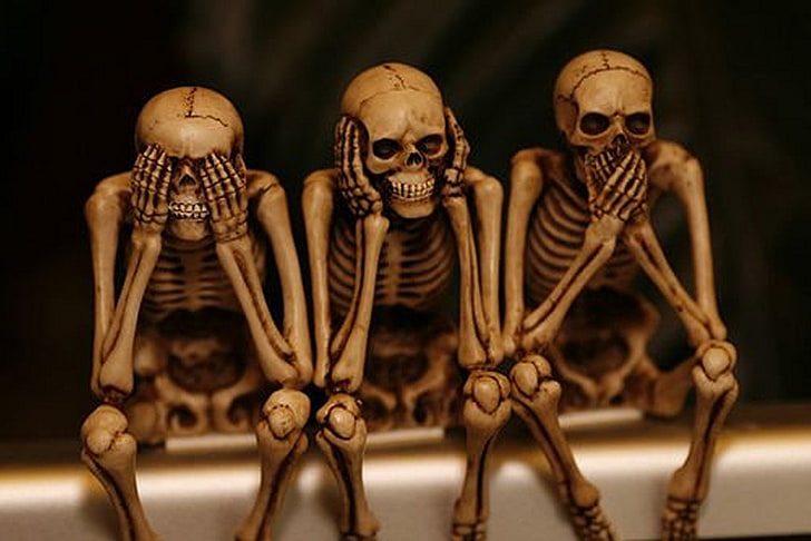 Three Wise Skeletons, three wise skeletal system figurines, Funny, , skull, HD wallpaper