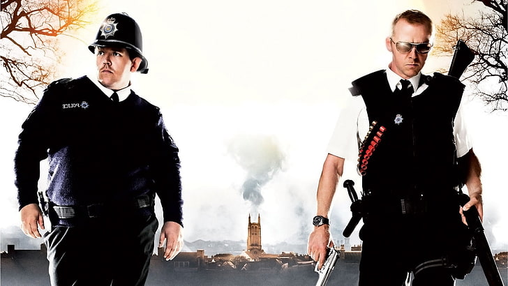 Blood And Ice Cream, Hot Fuzz, movies, Nick Frost, Simon Pegg, HD wallpaper