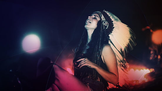 weißer und schwarzer Kopfschmuck, Lana Del Rey, Kopfschmuck, Filter, Sängerin, Frauen, HD-Hintergrundbild HD wallpaper