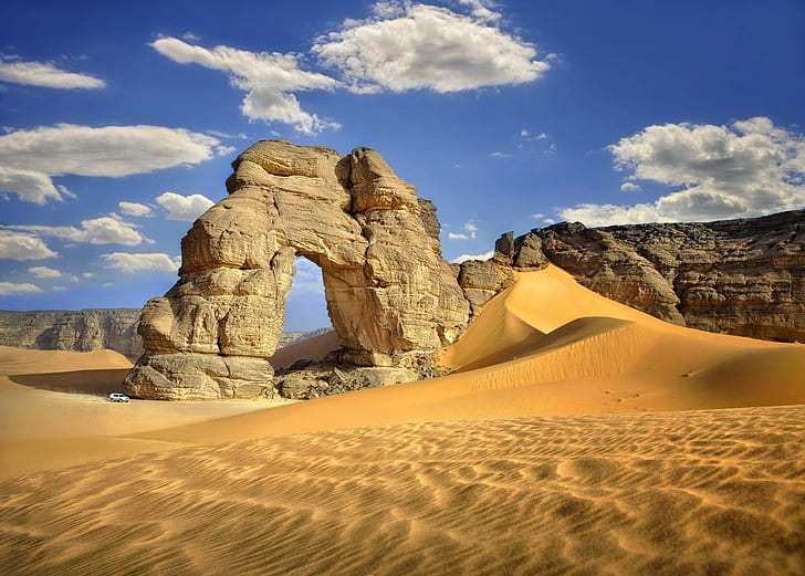 natureza, paisagem, deserto, arco, Saara, Líbia, areia, HD papel de parede