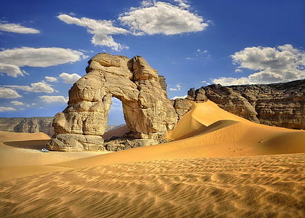 자연, 풍경, 사막, 아치, 사하라 사막, 리비아, 모래, HD 배경 화면 HD wallpaper