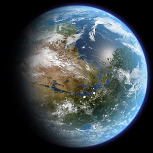 космическа снимка на планетата Земя, Марс, Тераформа, Земя, планета, космос, космическо изкуство, HD тапет HD wallpaper