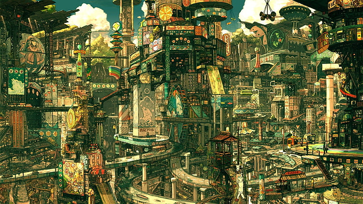 Stadt Kunstwerk, Spielplatz, Anime, Imperial Boy, HD-Hintergrundbild
