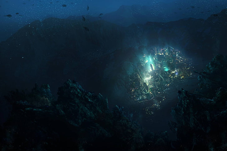 Bioshock underwater city digital wallpaper, Rapture, water, sea, video games, BioShock, HD wallpaper