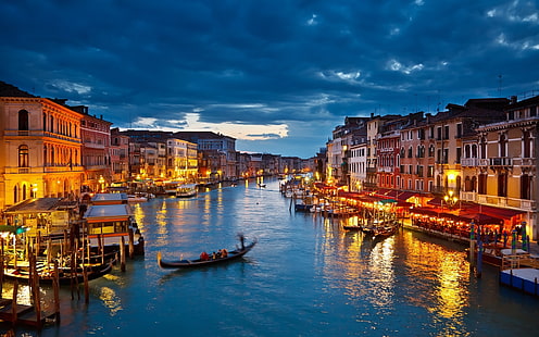 Амстердам, Италия, Венеция, гондолы, река, HD обои HD wallpaper