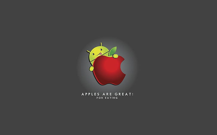Android и Apple, логотип Android, прикол, логотип Apple, логотип Apple, HD обои