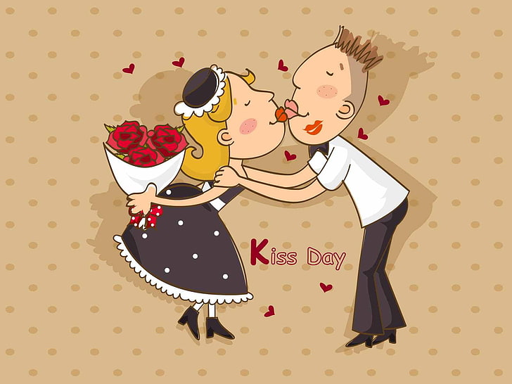 男の子と女の子のキスのイラストhd壁紙無料ダウンロード Wallpaperbetter