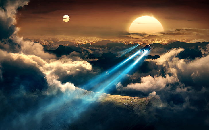 art, fantasy, Flight, From, planet, space, spaceship, spaceships, Train, Trajectory, HD wallpaper