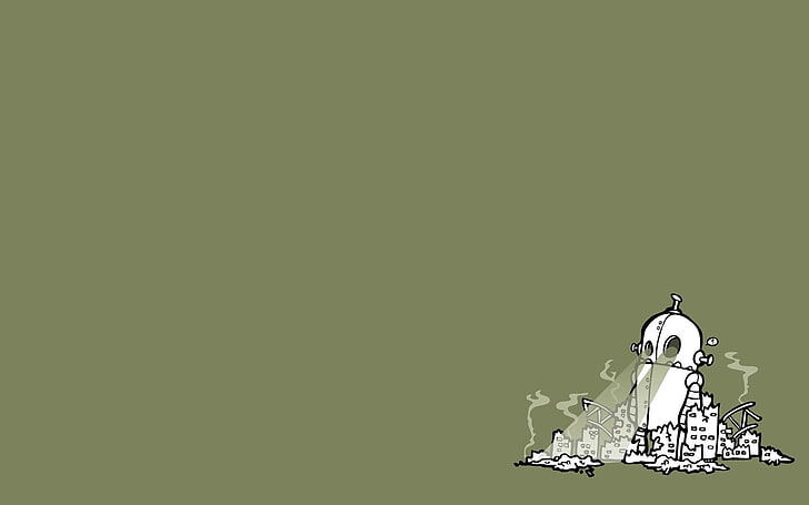 illustration de robot blanc, sans fil, simple, robot, ruine, humour, minimalisme, Fond d'écran HD
