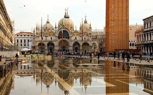 Venise, Piazza San Marco, Basilique Saint-Marc, Fond d'écran HD HD wallpaper