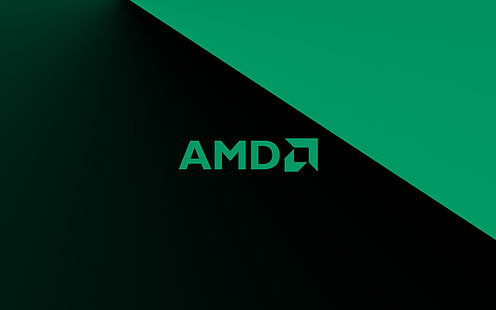 Логотип AMD Minimalism, цифровые обои AMDA, компьютеры, AMD, зеленый, черный, логотип, компьютер, фон, HD обои HD wallpaper