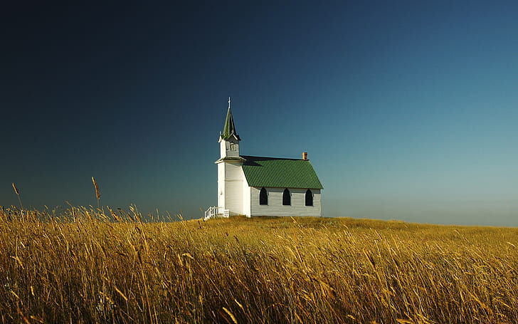 Lovely Green Roofed Church In Wheat Fields   Field, Green Roof, Plain, Church 2560×1600, HD wallpaper