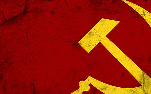 red and yellow wallpaper, hammer and sickle, soviet union, russia, symbols, HD wallpaper HD wallpaper