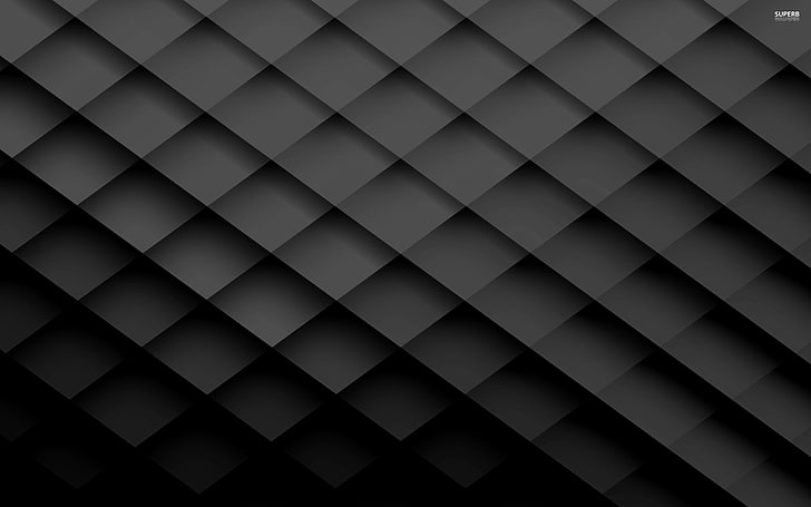 quilted black digital wallpaper, abstract, monochrome, HD wallpaper
