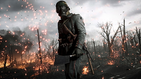 Battlefield, Battlefield 1, maska ​​gazowa, żołnierz, Tapety HD HD wallpaper