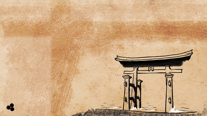 arte com tema japonês, Japão, xintoísmo, estilo japonês, torii, HD papel de parede