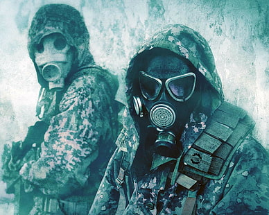 military gas masks soldier, HD wallpaper HD wallpaper
