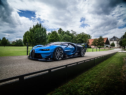 Bugatti, Bugatti Chiron, niebieski samochód, samochód, samochód sportowy, supersamochód, pojazd, Tapety HD HD wallpaper