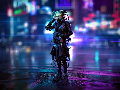  Sci Fi, Cyberpunk, Futuristic, Man, HD wallpaper HD wallpaper