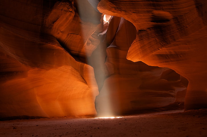 кафява пещера Юта, пясък, светлина, скали, лъч, текстура, каньон, пещера, Камени, HD тапет