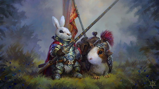 Kaninchen, Meerschweinchen, Ritter, HD-Hintergrundbild HD wallpaper