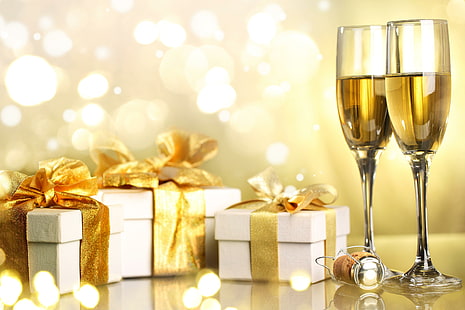 champagne boxes gifts holiday christmas merry, champagne, boxes, gifts, holiday, christmas, HD wallpaper HD wallpaper