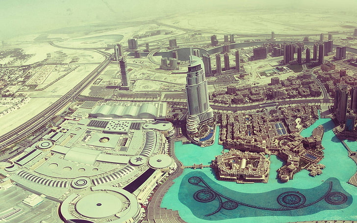 braune und grüne Zugtabelle, Stadtbild, Dubai, HD-Hintergrundbild