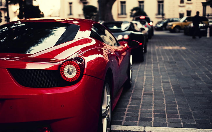 Red Ferrari 458 coupe, 페라리, 페라리 458, HD 배경 화면