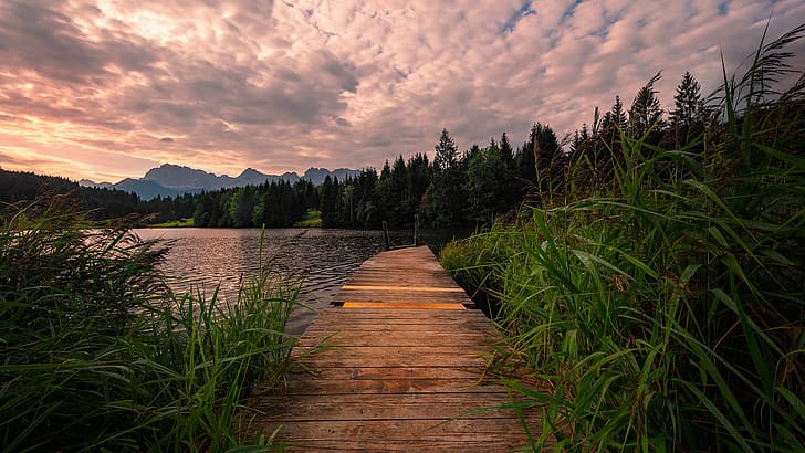 Germany, Bavarian Alps, Lake, broken Gate, HD wallpaper