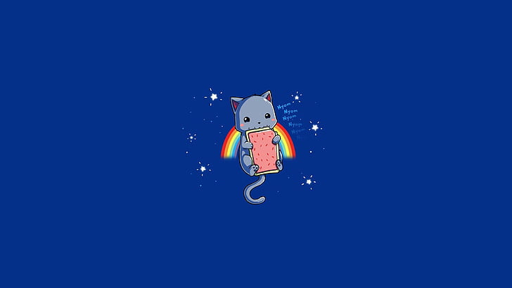 Humor, Nyan Cat, Blue, Meme, Rainbow, HD wallpaper