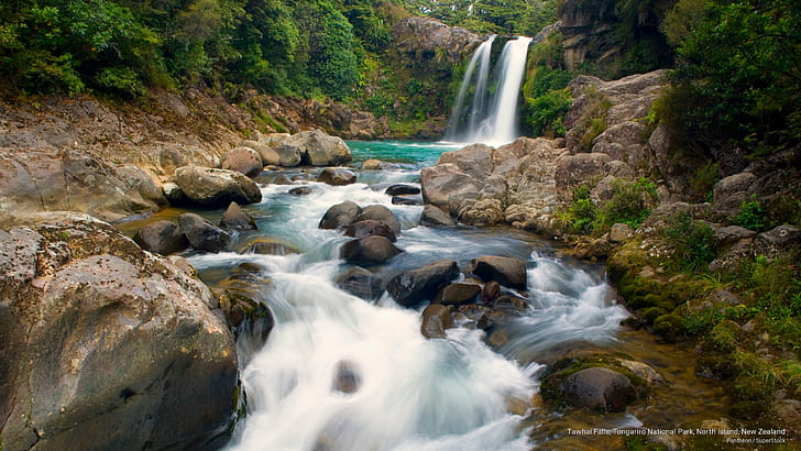Tawhai Falls, Tongariro National Park, North Island, New Zealand, National Parks, HD wallpaper